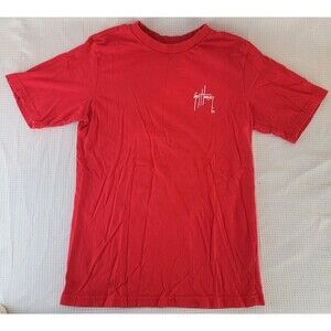 Guy Harvey Youth Large T-Shirt Pirate Ship Skull Sharks Red Shirt Boys Kid Child